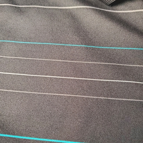 Men’s Grand Slam Striped Performance Black Golf Polo Teal Grey Stripes Sz L - Picture 3 of 6